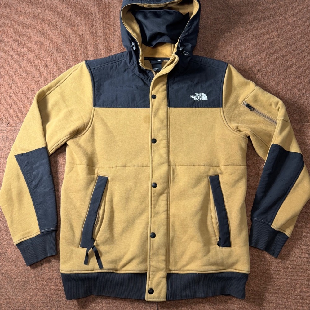 A+ The North Face Mens Hybrid‎ Snowboard Jacket British Khaki Hooded Mask Large